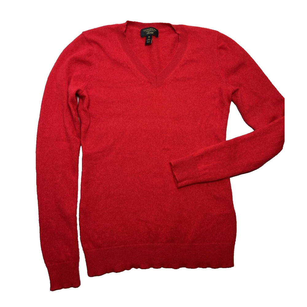 Charter Club Luxury Cashmere Sweater Womens XS Red V Neck Cozy Luxe Lightweight